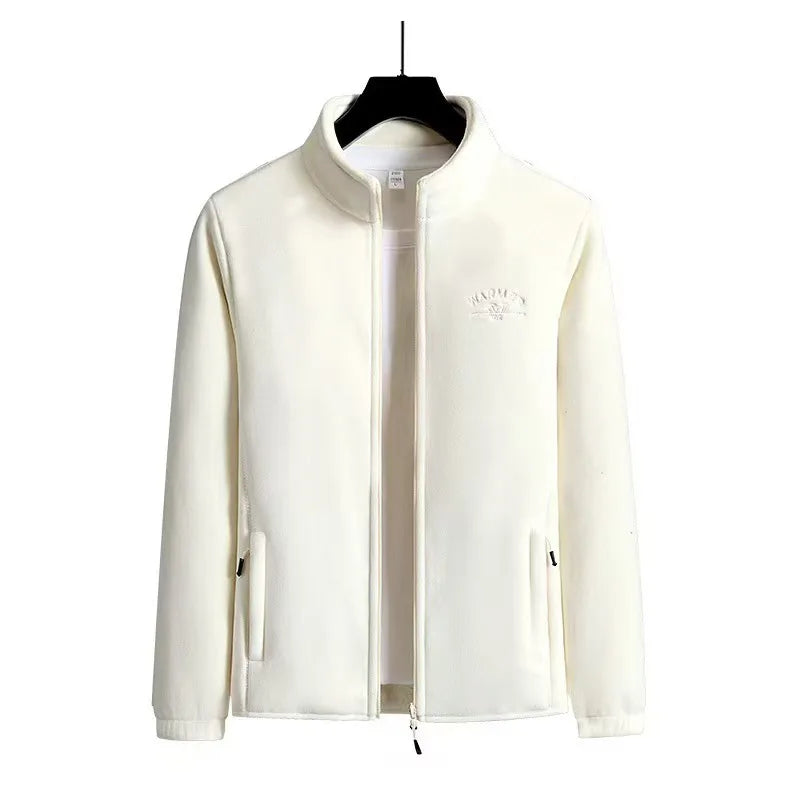 Women's Winter Sport Wool Liner Coat Loose-Fit Full Sleeve Polar Fleece Zipper
