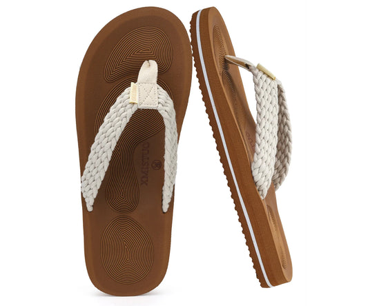 Women Thick Rubber Sole Non Slip EVA Midsole Open Toe Beach Flip Flops