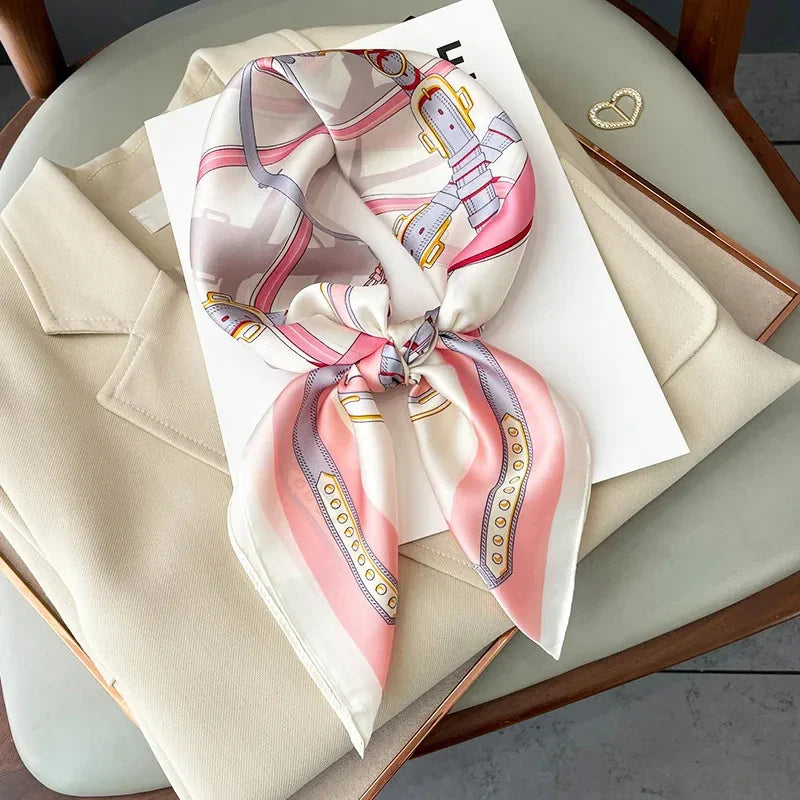 Print Luxury Pashmina Silk Scarf for Headband or Neck