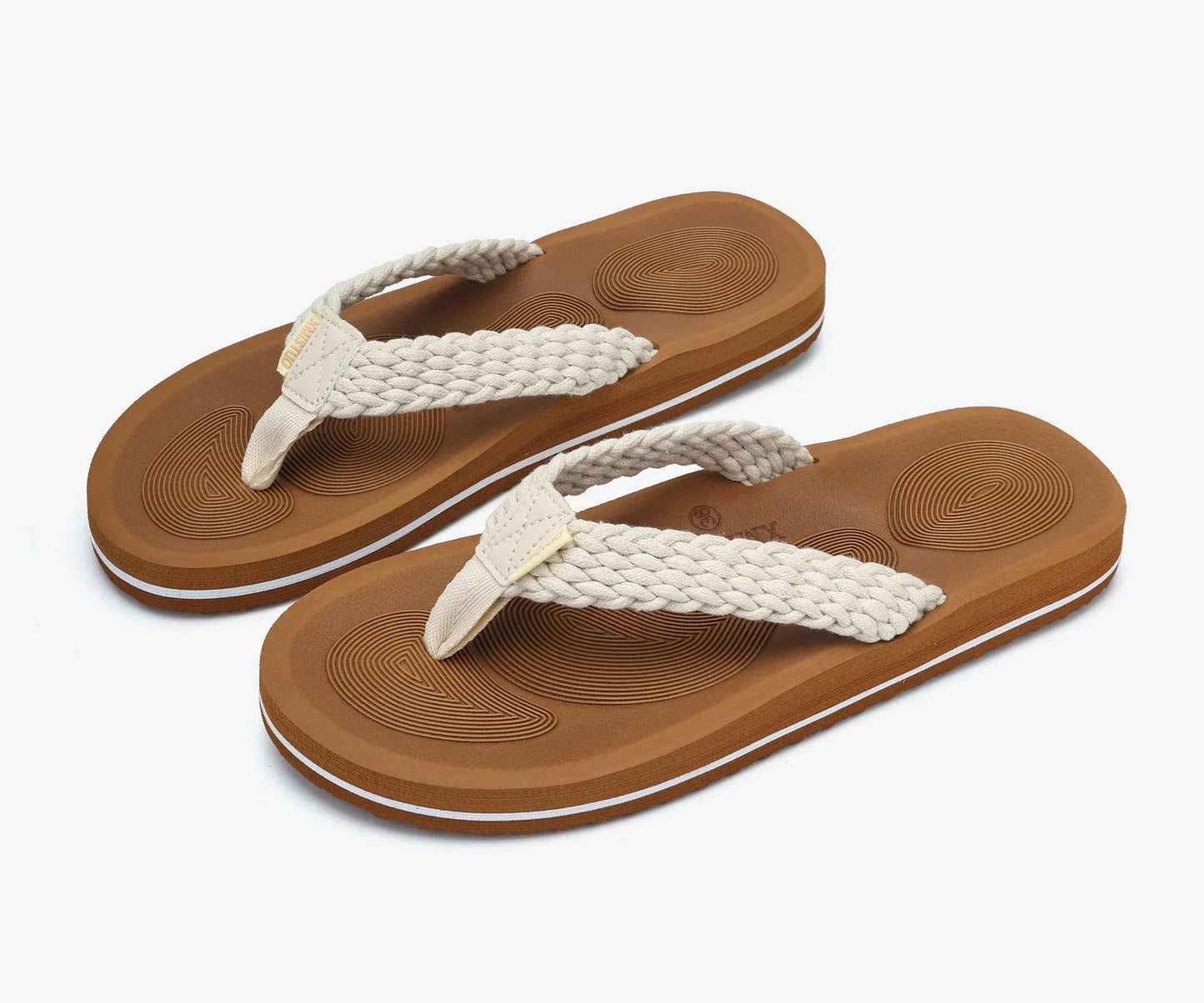 Women Thick Rubber Sole Non Slip EVA Midsole Open Toe Beach Flip Flops