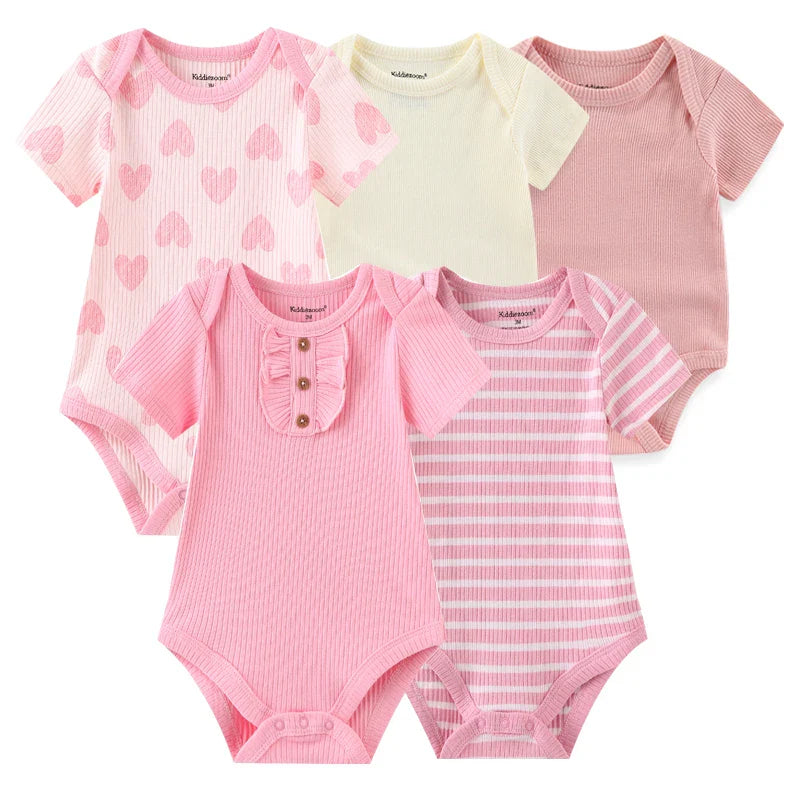 Newborn Print Cartoons Cotton Bodysuits 5Pieces Unisex