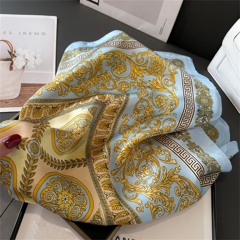 Print Luxury Pashmina Silk Scarf for Headband or Neck