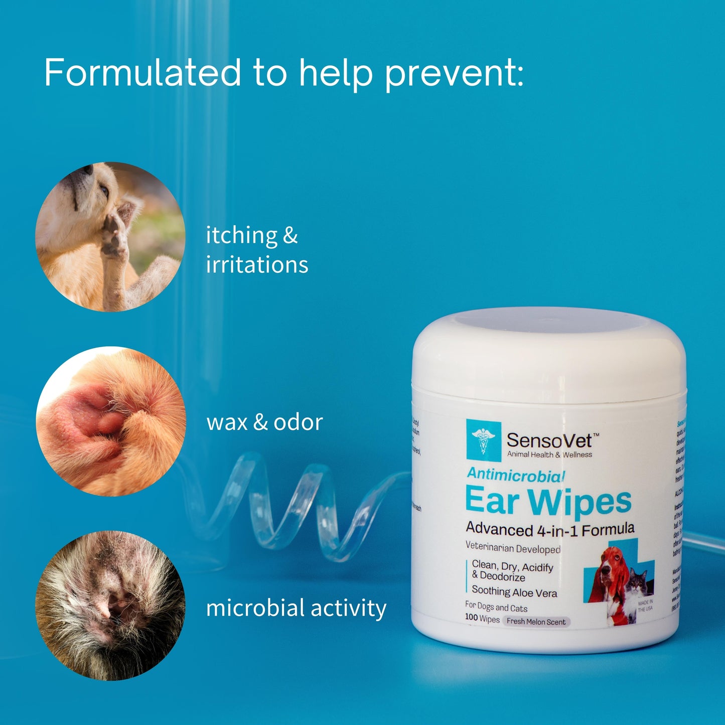 Ear Wipes for Dogs & Cats - 100 Wipes