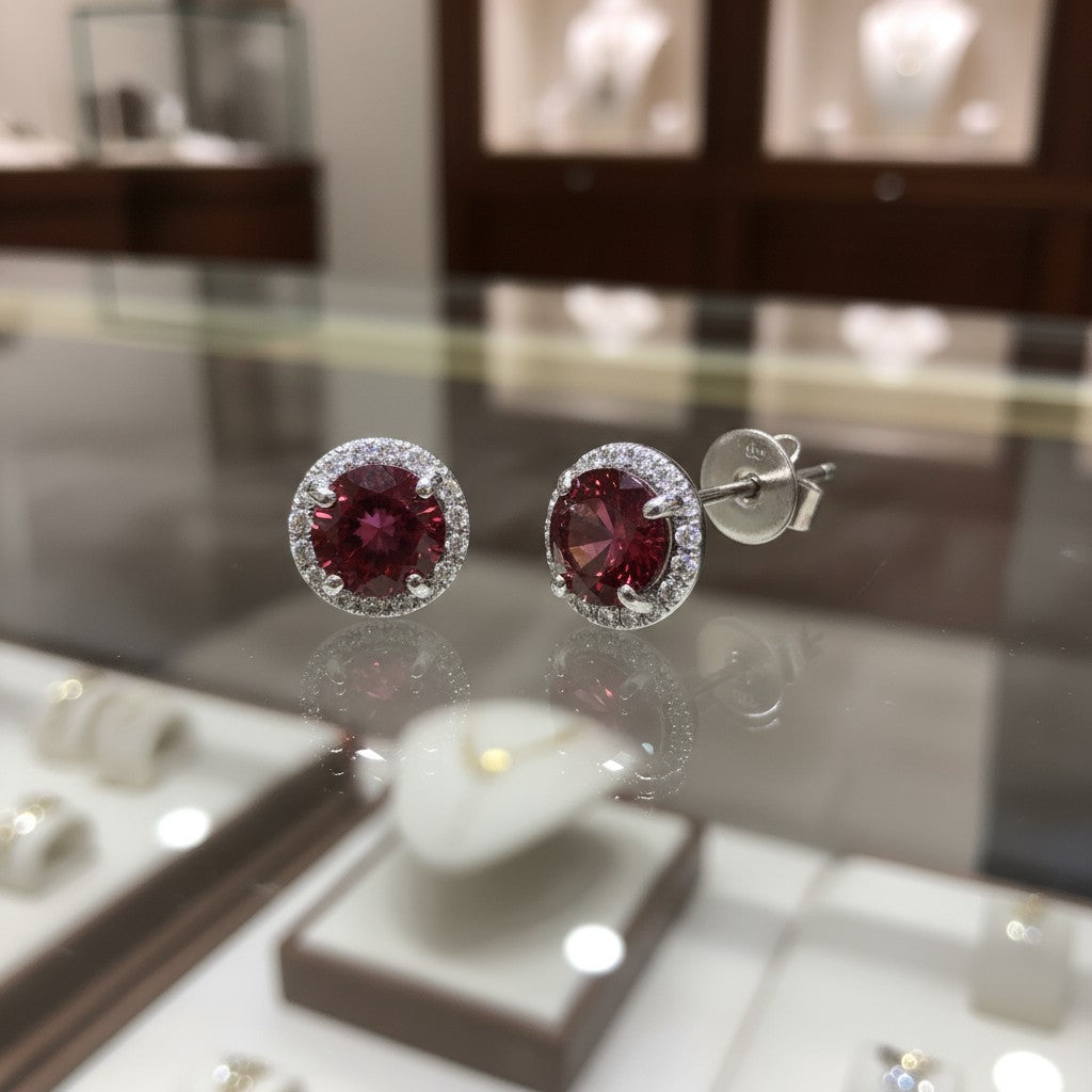 Soothing Whispers Earrings<br>Portuguese Cut • 5.5mm Sterling silver w/ CZ Halo