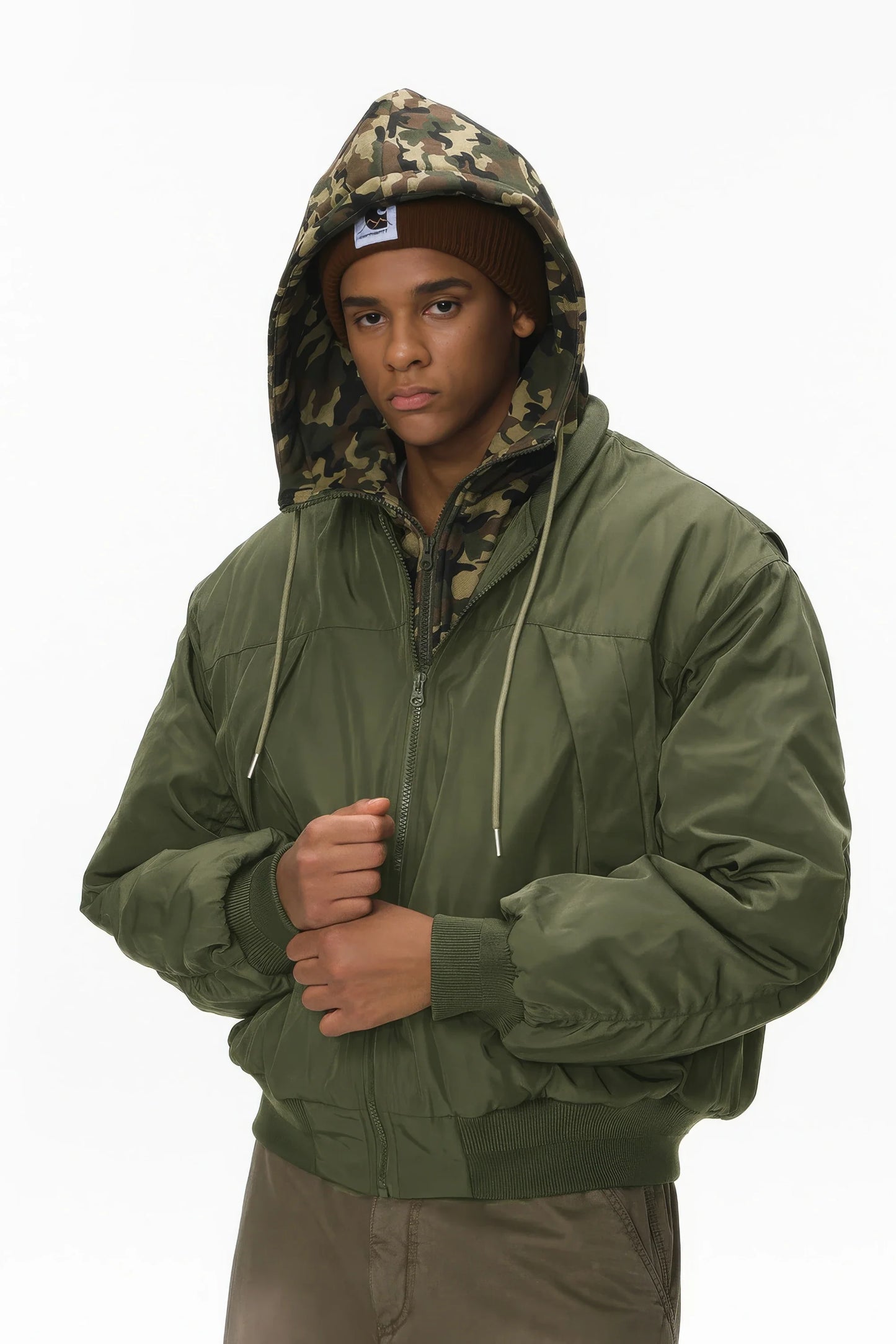 Unisex Detachable Layered Baseball Hoodie Jacket