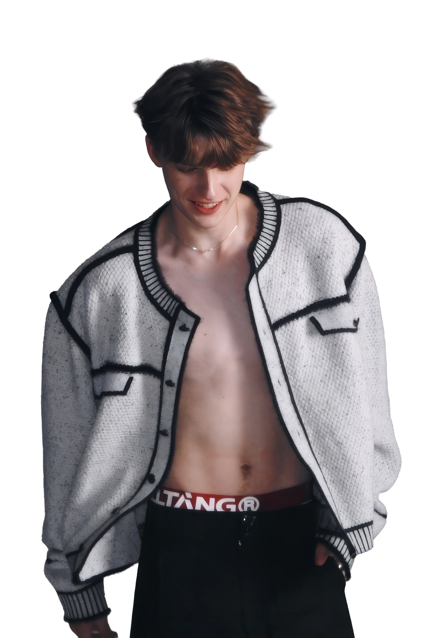 Knitted Sweater Jacket with Mark Pen Design