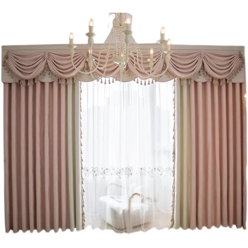 Pink Living Room Modern Bay Window Cloth Curtain Tulle Valance Drape C1139
