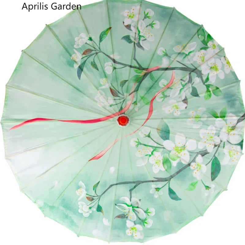 Silk umbrella with cherry blossom design