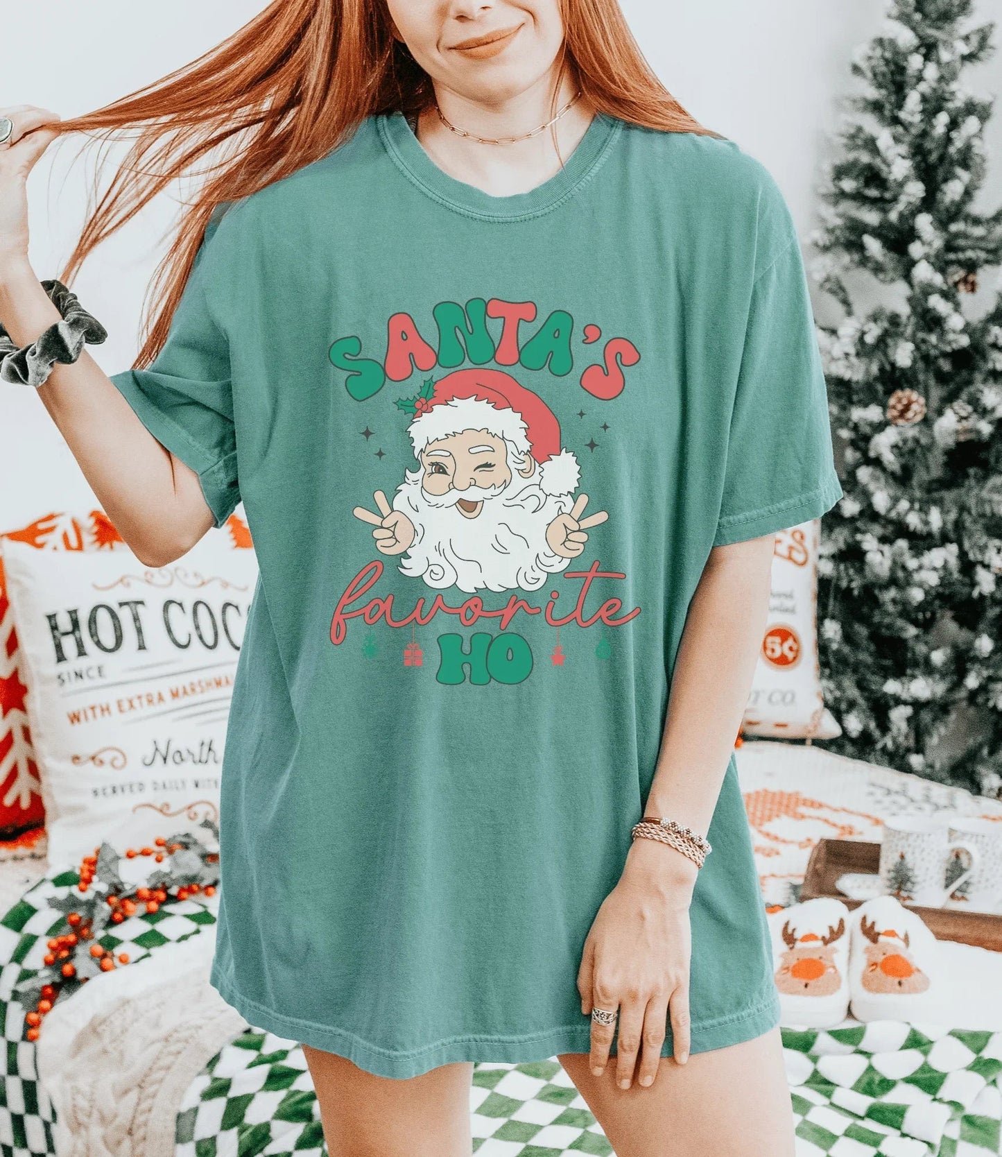 Santa’s Favorite Ho Christmas Shirt | Funny Holiday Tee for Women | Naughty Santa Shirt | Gildan Softstyle Tee | Adult Christmas Party Top | Sassy Xmas Shirt