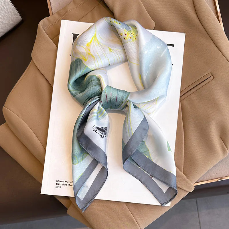 Print Luxury Pashmina Silk Scarf for Headband or Neck