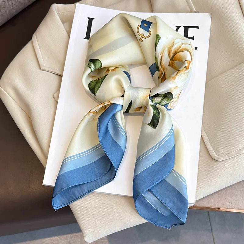 Print Luxury Pashmina Silk Scarf for Headband or Neck