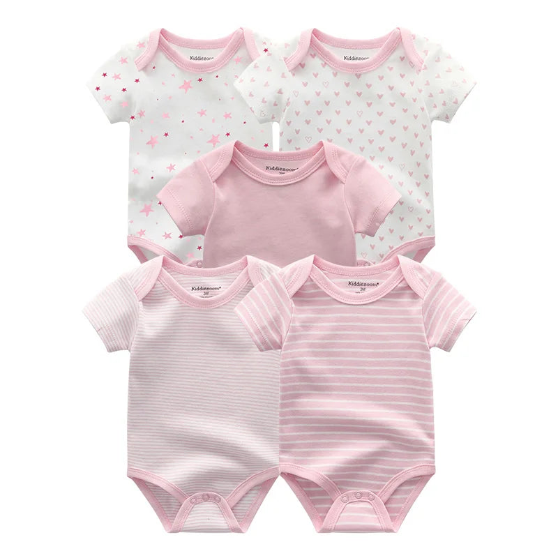 Newborn Print Cartoons Cotton Bodysuits 5Pieces Unisex