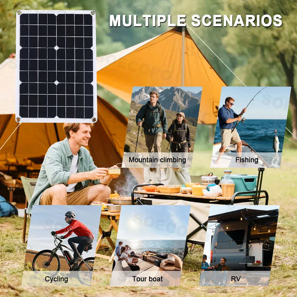 SOECOPO 6000W System Complete Kit 500W Panel Solar DC 12V to AC 110V/220V Inverter 100A Controller Off-Grid for Home Camping