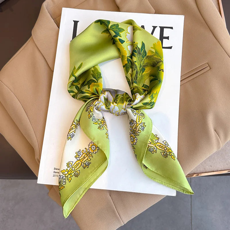 Print Luxury Pashmina Silk Scarf for Headband or Neck