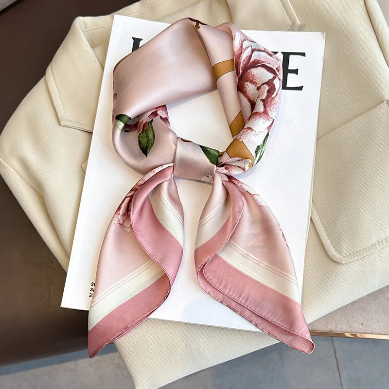 Print Luxury Pashmina Silk Scarf for Headband or Neck