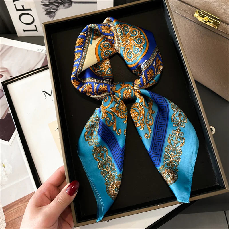 Print Luxury Pashmina Silk Scarf for Headband or Neck