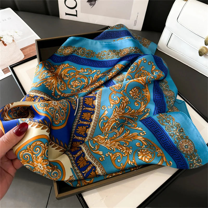 Print Luxury Pashmina Silk Scarf for Headband or Neck