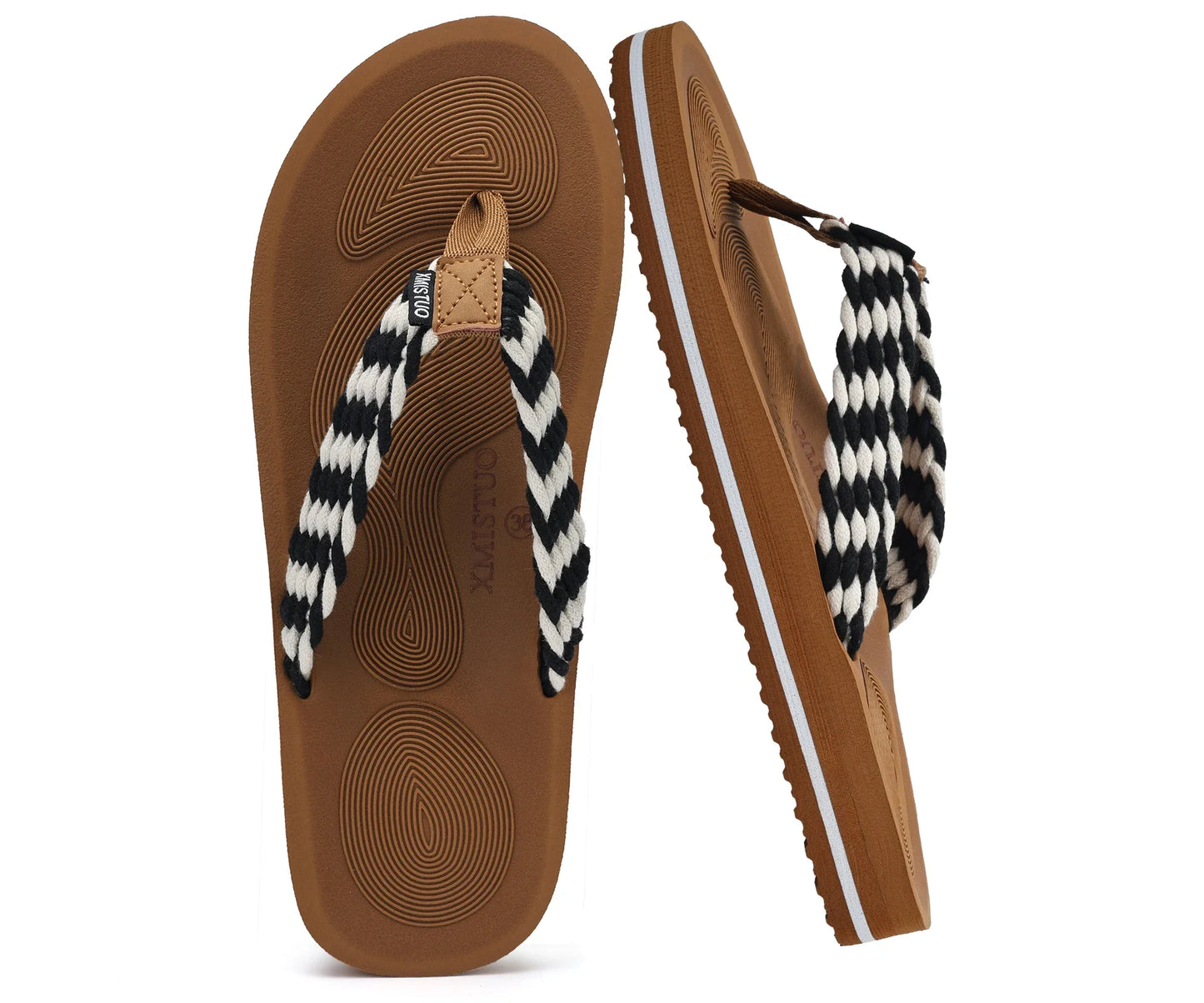 Women Thick Rubber Sole Non Slip EVA Midsole Open Toe Beach Flip Flops