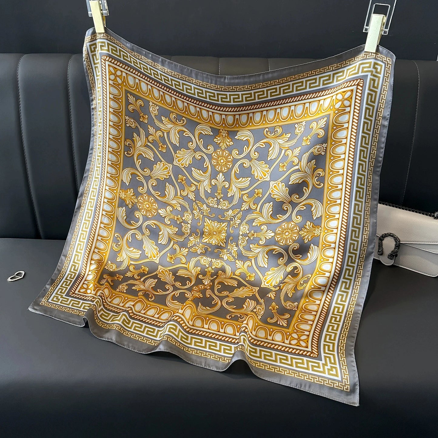 Print Luxury Pashmina Silk Scarf for Headband or Neck