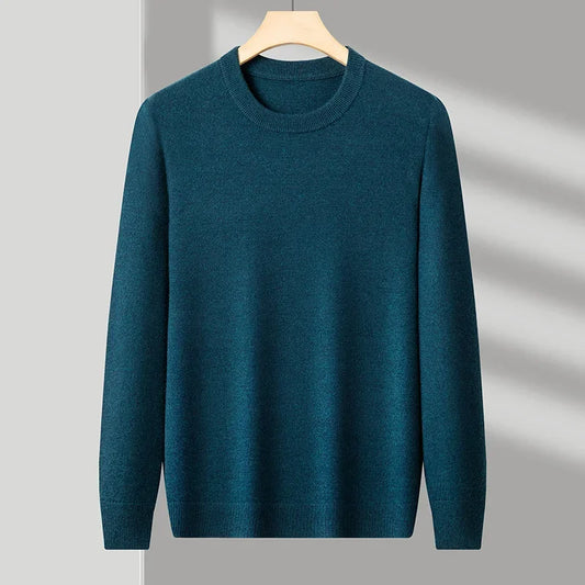 Men's Casual Sweater Round Neck Long Sleeve Knitted Sweater Diamond Pattern