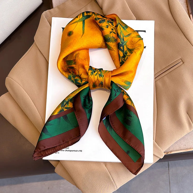 Print Luxury Pashmina Silk Scarf for Headband or Neck