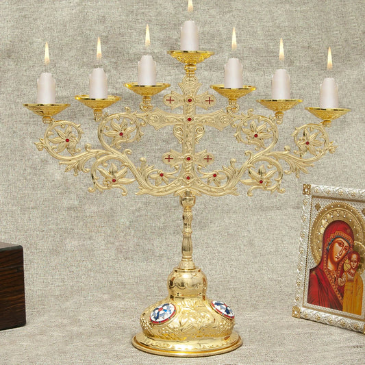 Metal Alloy 7 Branch Candle Holder Church Home Decoration Gold Plated