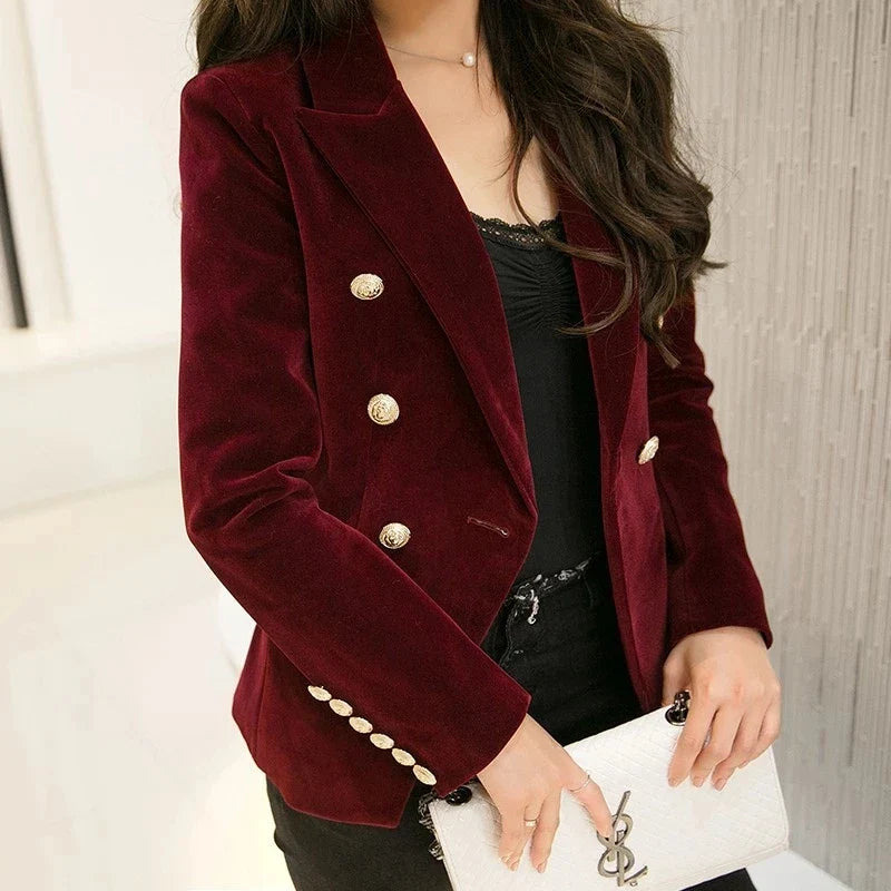 Women Slim Velvet Blazer