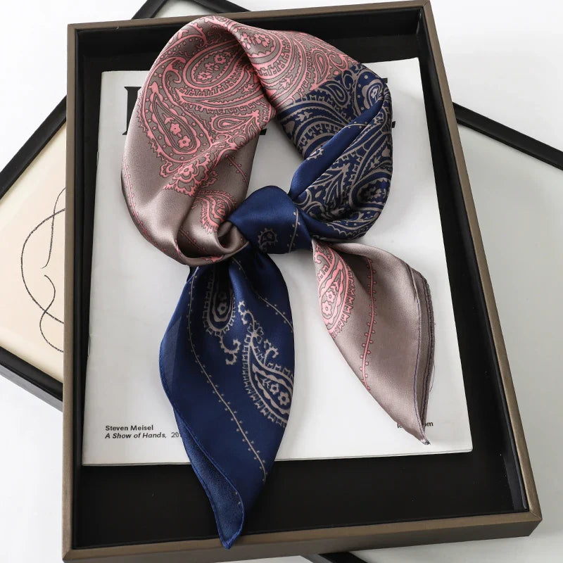 Print Luxury Pashmina Silk Scarf for Headband or Neck