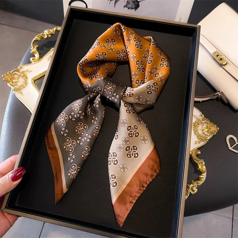 Print Luxury Pashmina Silk Scarf for Headband or Neck