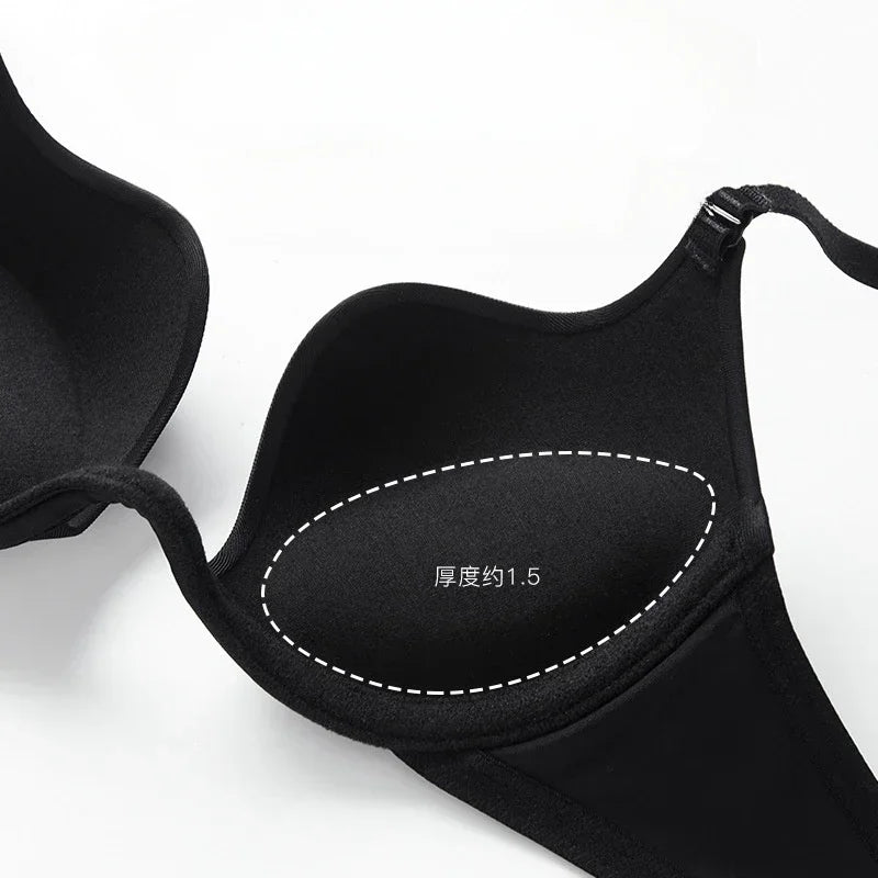 Women Push Up Bra Backless Bras Low Cut Sexy Plunge Brassiere Open Back Underwear Invisible Bra Seamless Deep U Lingerie