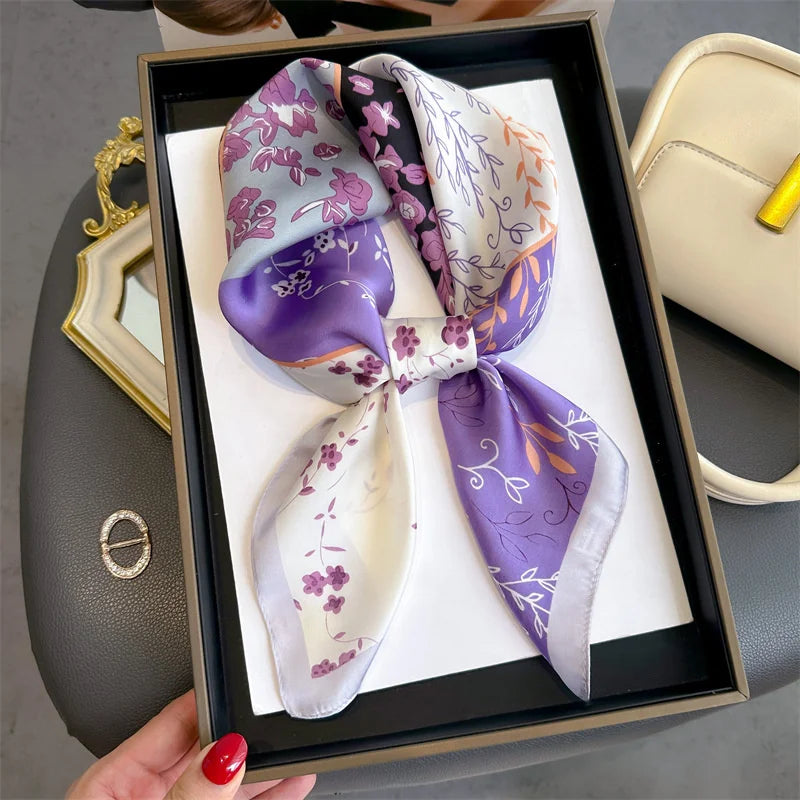Print Luxury Pashmina Silk Scarf for Headband or Neck