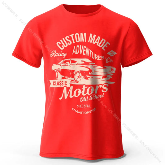Men's Motors Printed T-Shirt 100% Cotton Oversized Vintage Old School Graphic