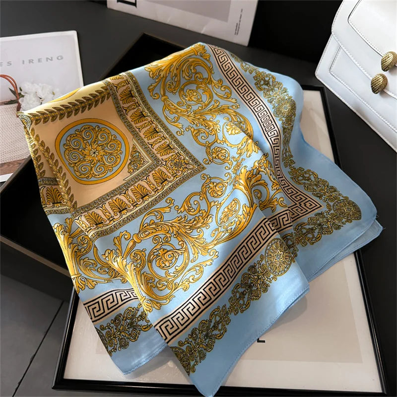 Print Luxury Pashmina Silk Scarf for Headband or Neck