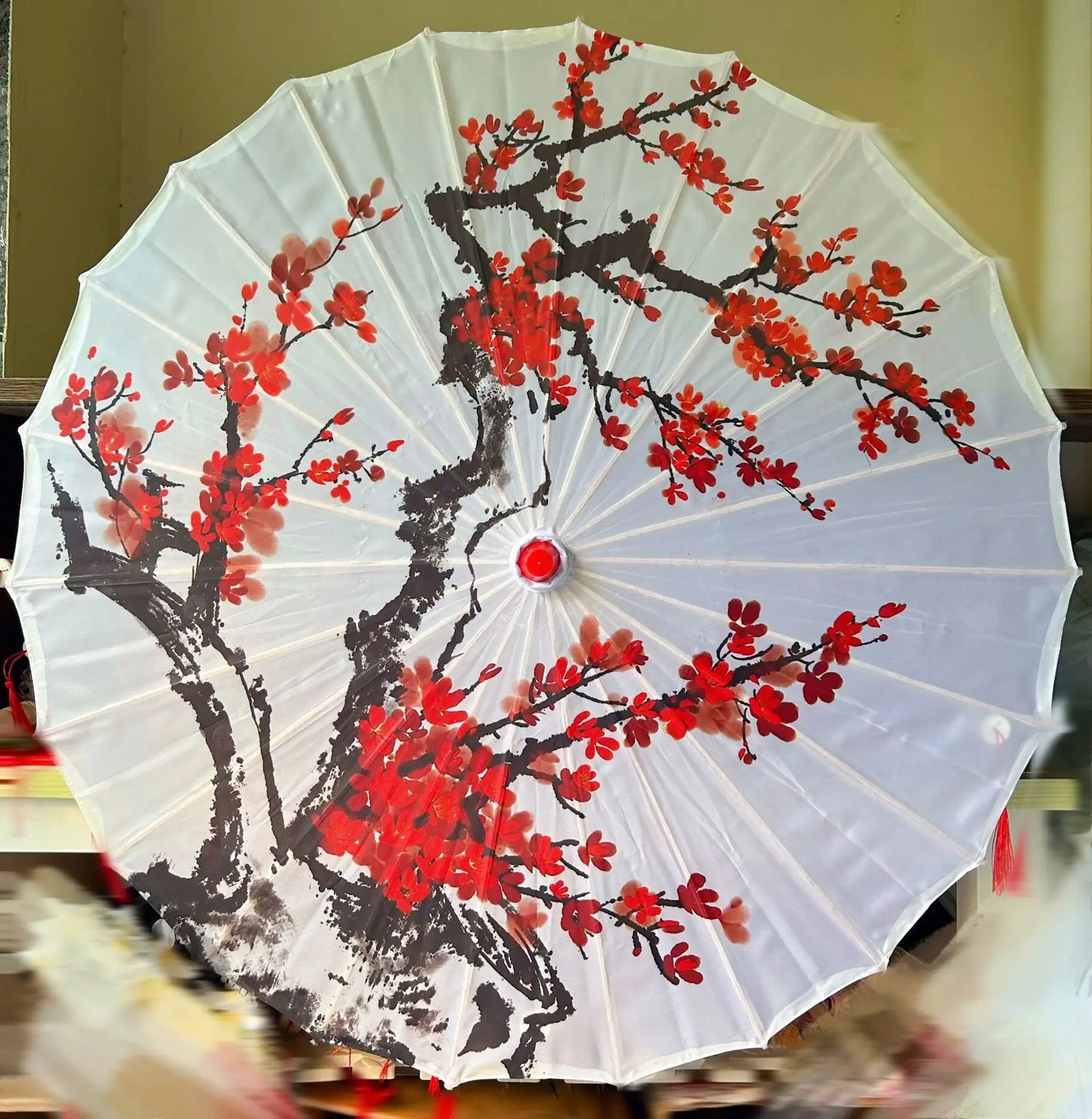 Silk umbrella with cherry blossom design
