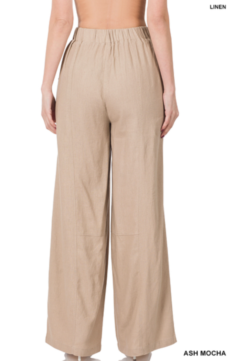 Linen Baggy Pants - Ash Mocha
