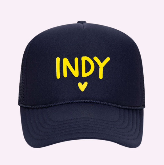 I LOVE INDY ♡ printed trucker hat