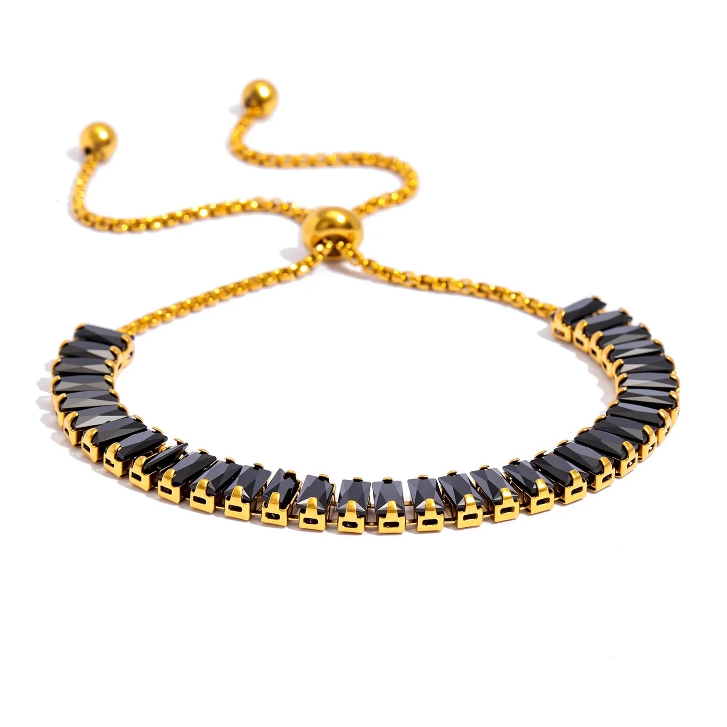Women's Adjustable CZ Bracelet - Sparkling Zirconia Chain, Shines on Hypoallergenic Stainless Steel, Dazzling Everyday Jewelry