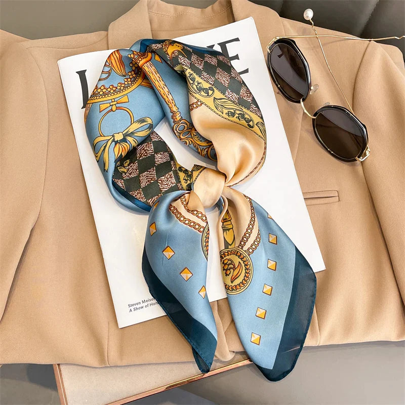 Print Luxury Pashmina Silk Scarf for Headband or Neck