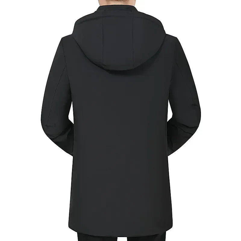 Men's Hooded Winter Parka Thick Cotton Jacket Windproof Warm Coat Zipper Closure Regular Fit Plus Size