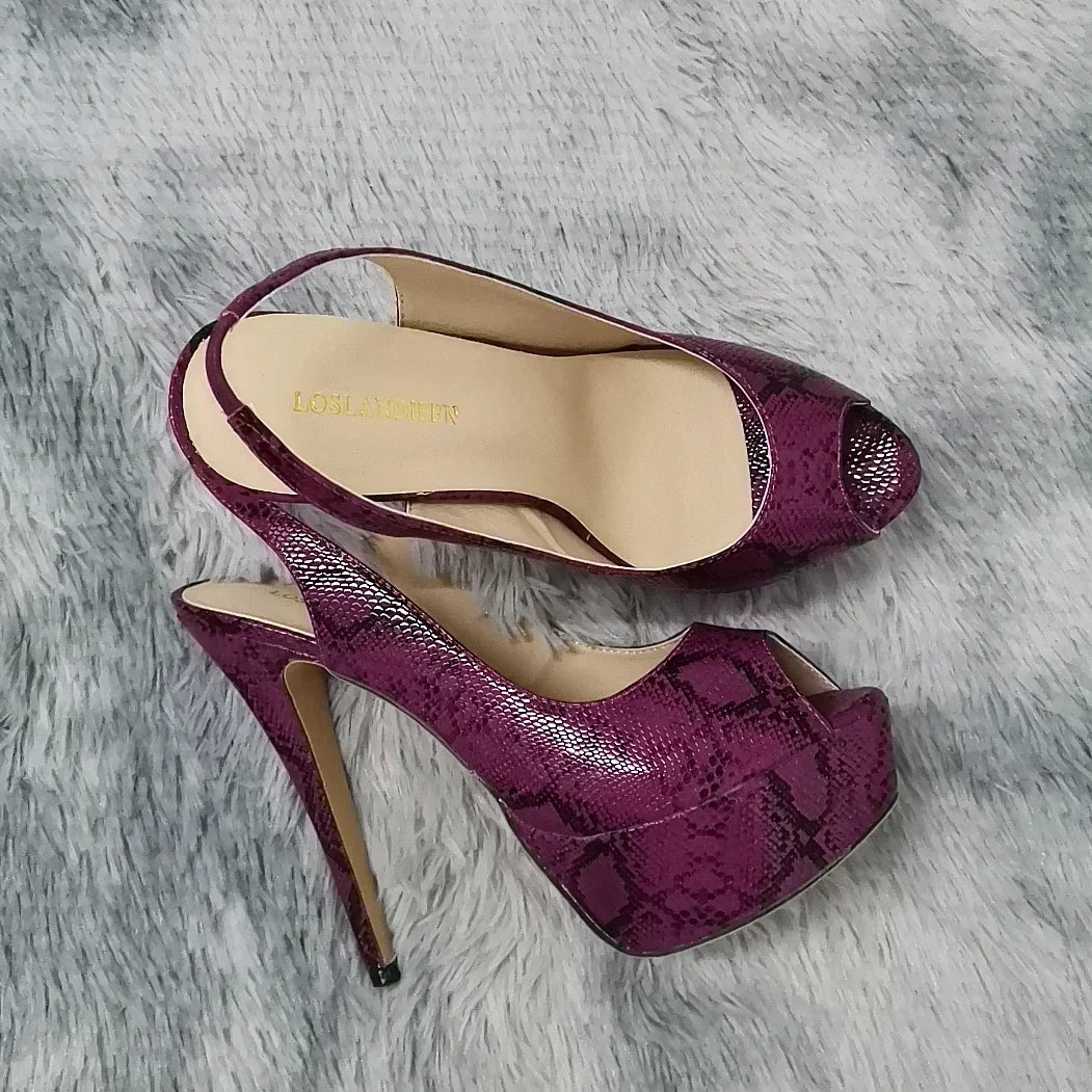 Women Sandals Stilettos 14CM Platform High Heels Sexy Pumps Open Toe
