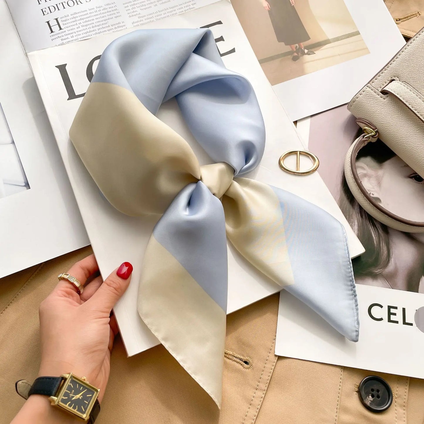 Print Luxury Pashmina Silk Scarf for Headband or Neck