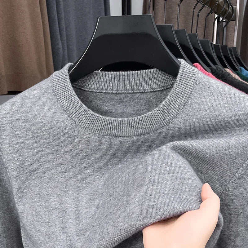 Men's Casual Sweater Round Neck Long Sleeve Knitted Sweater Diamond Pattern