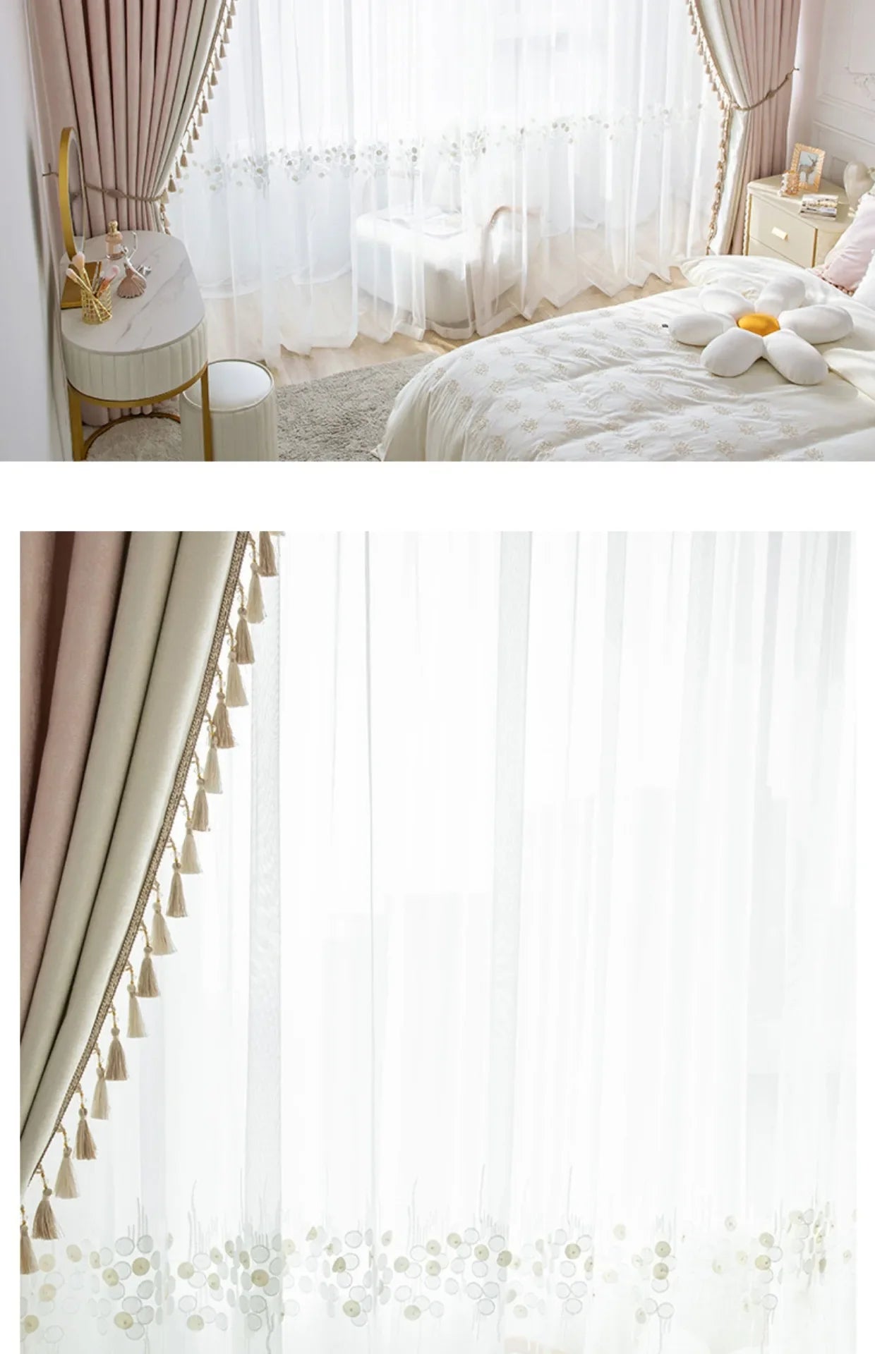 Pink Living Room Modern Bay Window Cloth Curtain Tulle Valance Drape C1139