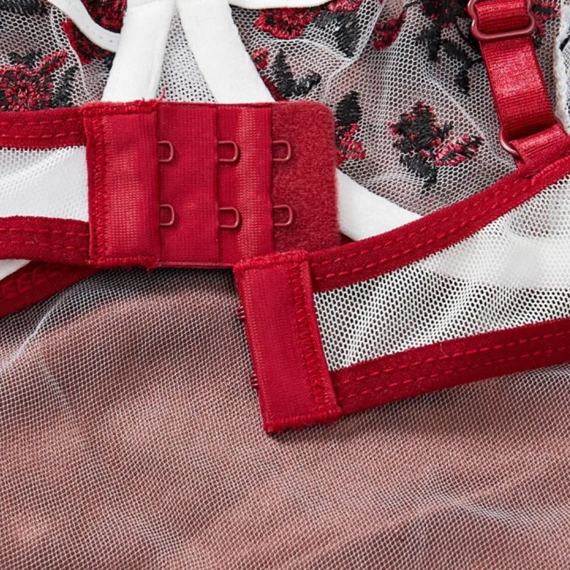 Women's Sexy Transparent Underwear Brasserie Sets Embroidered Flowers