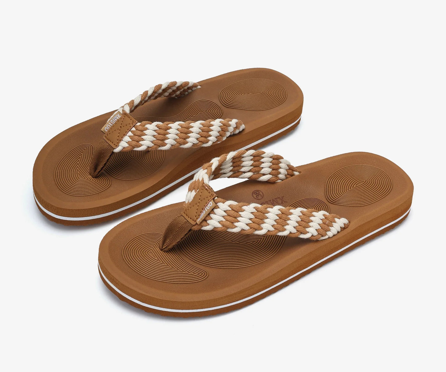 Women Thick Rubber Sole Non Slip EVA Midsole Open Toe Beach Flip Flops