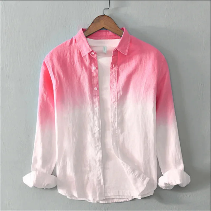 Spring and Autumn Casual Collar Shirt Long Sleeve 3D Printed Light Color XS-6XL