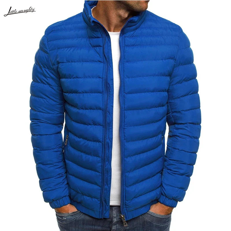 Men's Parkas Solid Hooded Cotton Coat Jacket Warm Autumn Winter