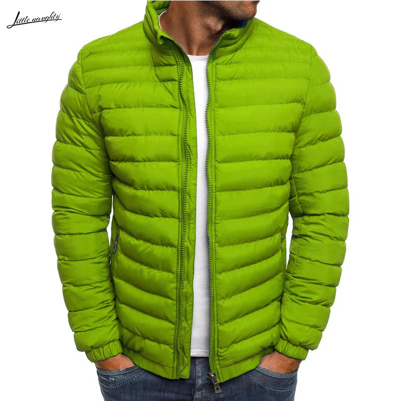 Men's Parkas Solid Hooded Cotton Coat Jacket Warm Autumn Winter