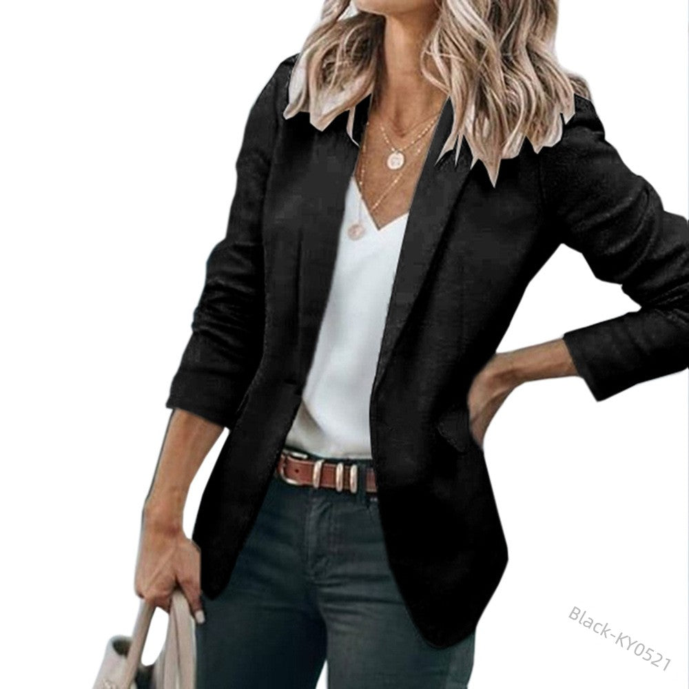 Solid Color One-Button European and American Jacket Suit Collar