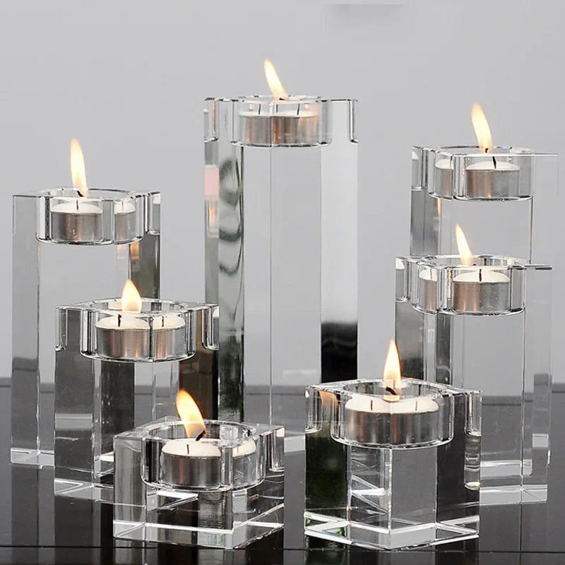 Romantic Clear Crystal Candle Holder Wedding & Home Decorations